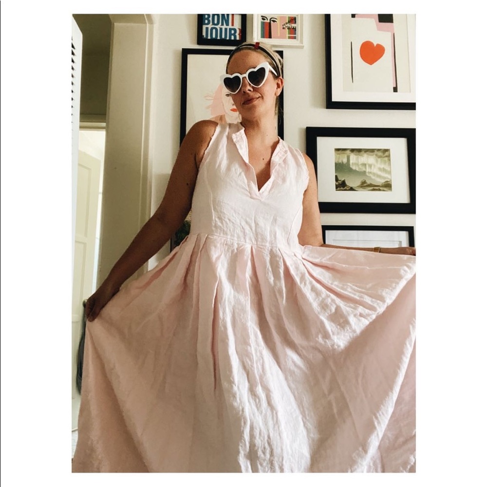 Pink Linen Rachel Comey “Sereno” Maxi Dress